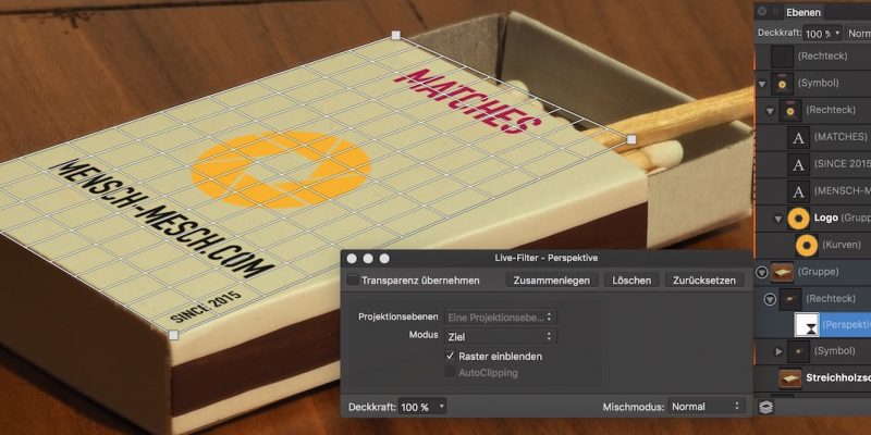 How to use Affinity Photo Live Filter Perspective in Affinity Designer